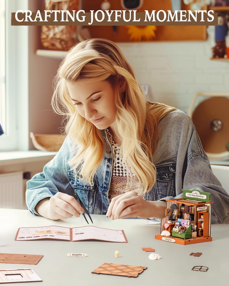 Rolife DIY Mini Building House Miniature Kit-The Muse Bookshop, Miniature Lifestyle Mini Bookshelf Decoration, DIY Hobbies/Gifts for Craftsman (The Muse Bookshop) - Image 5