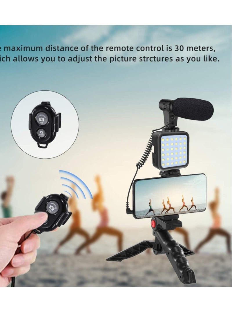 إلترازون Smartphone Vlogging Starter Video Recording Set with Fill Light, Microphone, Tripod and Phone Clip for YouTube/Tiktok/Instagram/Fitness Yoga - Image 3