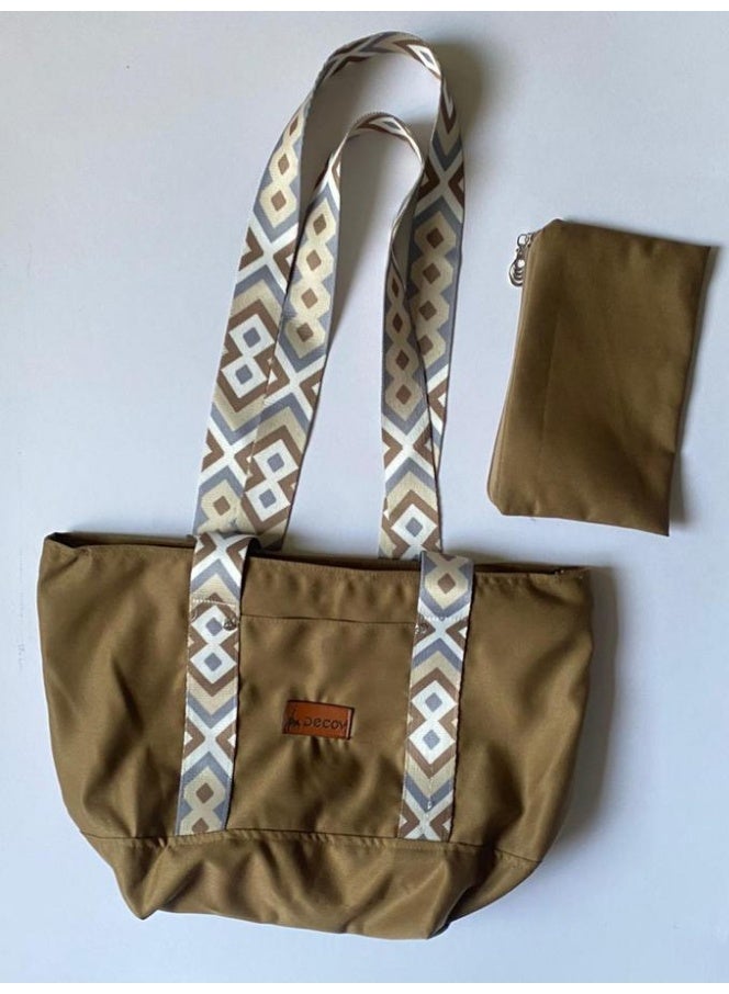 Decov Handbag Multicolor With Decorated Strap Brown