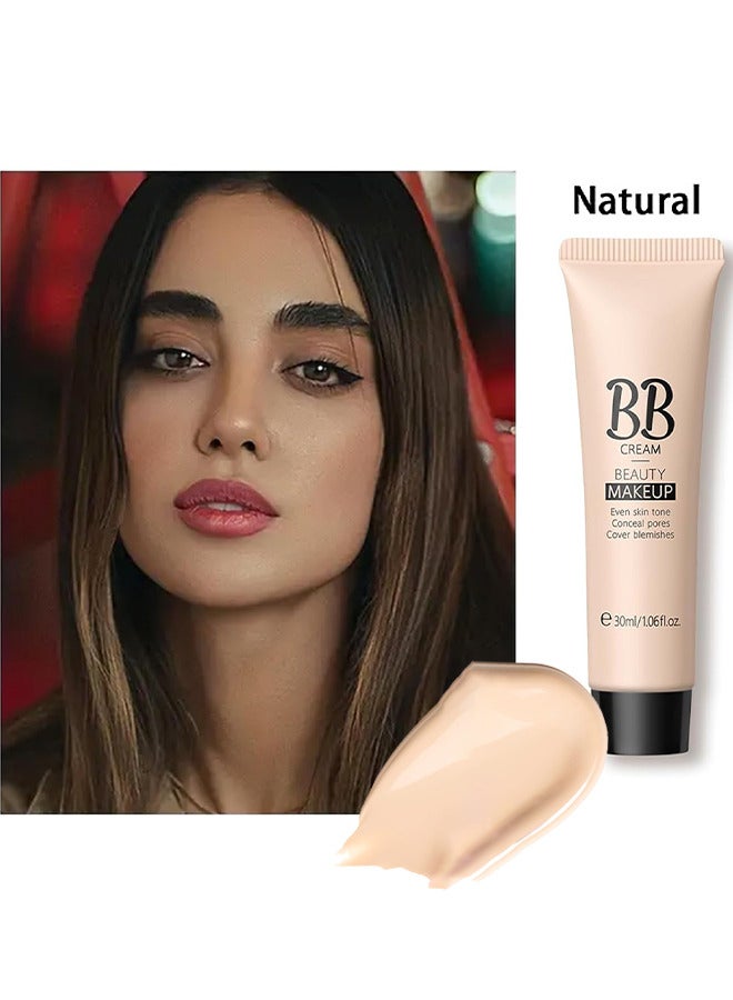 Laikou Hydrating Makeup BB Cream, Tinted Moisturizer Face Makeup BB Cream Foundation Waterproof Concealer Clean Brighten Color Correcting Cream Nude Makeup Long Lasting, Evens Skin Tone, Natural - Image 2