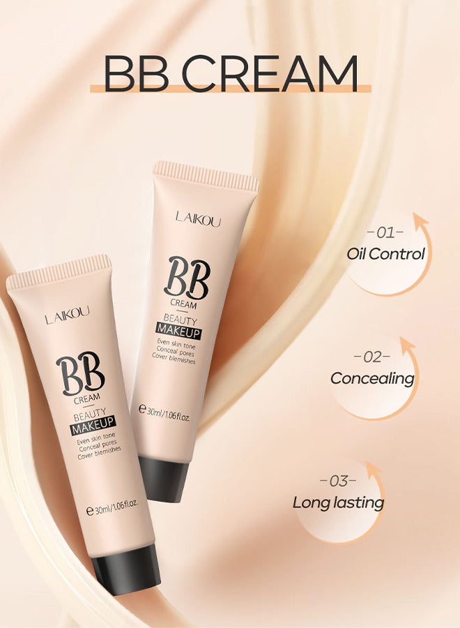 Laikou Hydrating Makeup BB Cream, Tinted Moisturizer Face Makeup BB Cream Foundation Waterproof Concealer Clean Brighten Color Correcting Cream Nude Makeup Long Lasting, Evens Skin Tone, Natural - Image 5