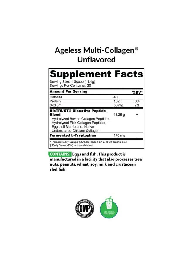 BioTrust Ageless Multi Collagen Protein A 5In1 Collagen Powder 5 Collagen Types Hydrolyzed Collagen Peptides Grassfed Beef Sustainable Fish Chicken And Eggshell Membrane (Unflavored)  - Image 3