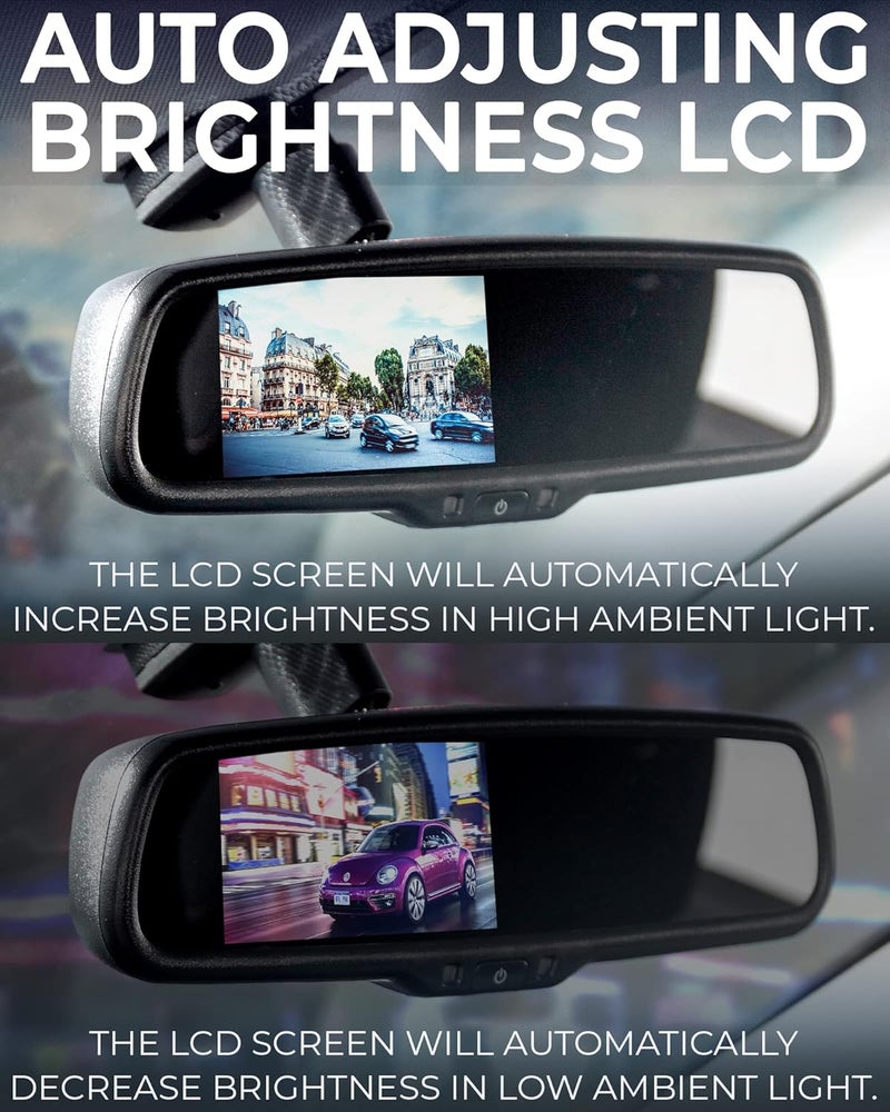 Master Tailgaters 10.5" OEM Rear View Mirror with 4.3" LCD Screen | Rearview Universal Fit Mount | Auto Adjusting Brightness LCD | Anti Glare | Full Original Mirror Replacement | Easy to Install - Image 4