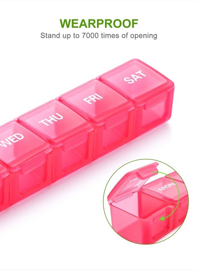 Sukuos - Extra Large Weekly Pill Organizer, 7 Day Daily Pill Box Case Arthritis Friendly, BPA Free Portable Medicine Organizer with Clear Lid for Vitamins, Fish Oils or Supplements - Image 1