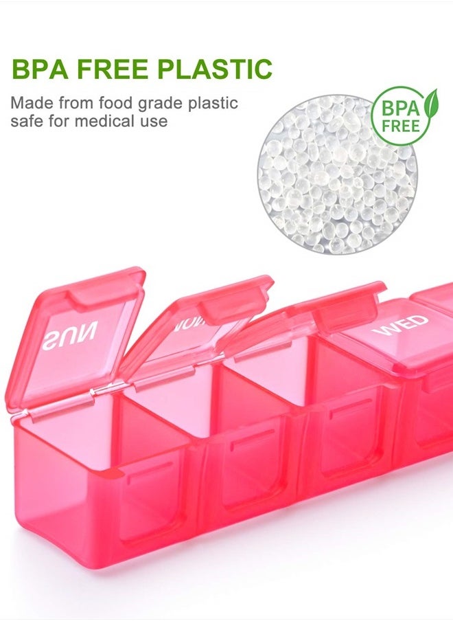 Sukuos - Extra Large Weekly Pill Organizer, 7 Day Daily Pill Box Case Arthritis Friendly, BPA Free Portable Medicine Organizer with Clear Lid for Vitamins, Fish Oils or Supplements - Image 1