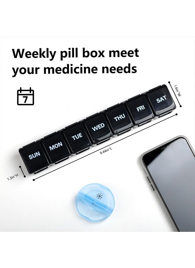 Sukuos - Extra Large Weekly Pill Organizer, 7 Day Daily Pill Box Case Arthritis Friendly, BPA Free Portable Medicine Organizer with Clear Lid for Vitamins, Fish Oils or Supplements - Image 1
