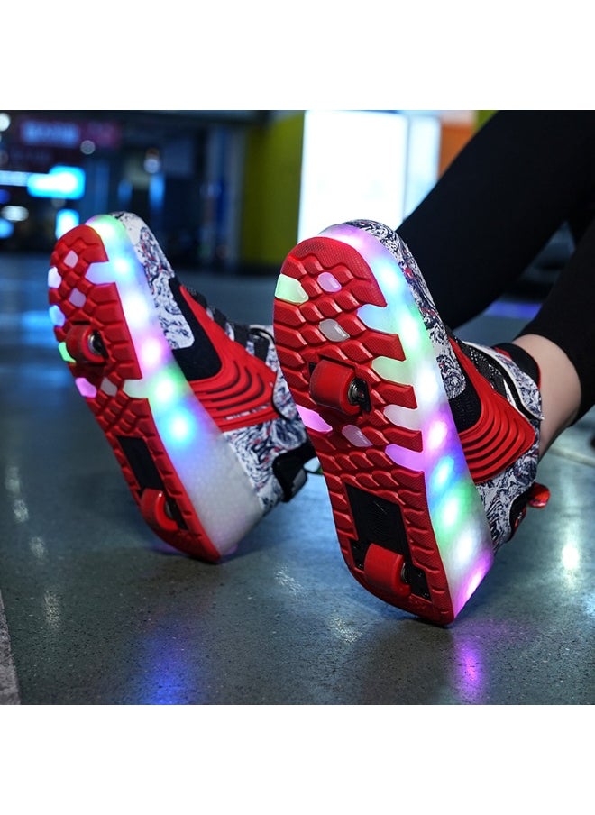 NIBEMINENT Kids Roller Skates Shoes 4 Wheels Roller Shoes Boys Girls Wheel Shoes Roller Sneakers Shoes for Beginner More Balanced  - Image 2