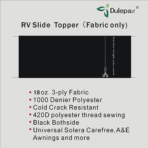 Dulepax-RV Slide Out Awning Fabric Replacement-(46" x 200", Black- Fabric only)-Universal Slide-Topper Replacement for 5th Wheel RVs, Travel Trailers and Motorhomes - Image 2