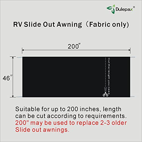 Dulepax-RV Slide Out Awning Fabric Replacement-(46" x 200", Black- Fabric only)-Universal Slide-Topper Replacement for 5th Wheel RVs, Travel Trailers and Motorhomes - Image 3
