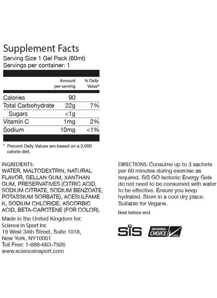 SIS - GO Isotonic Energy Gel - Blackcurrant, Trusted Quality Since 1992,Natural Flavours,Low suger,6 pack 60 ml - Image 1