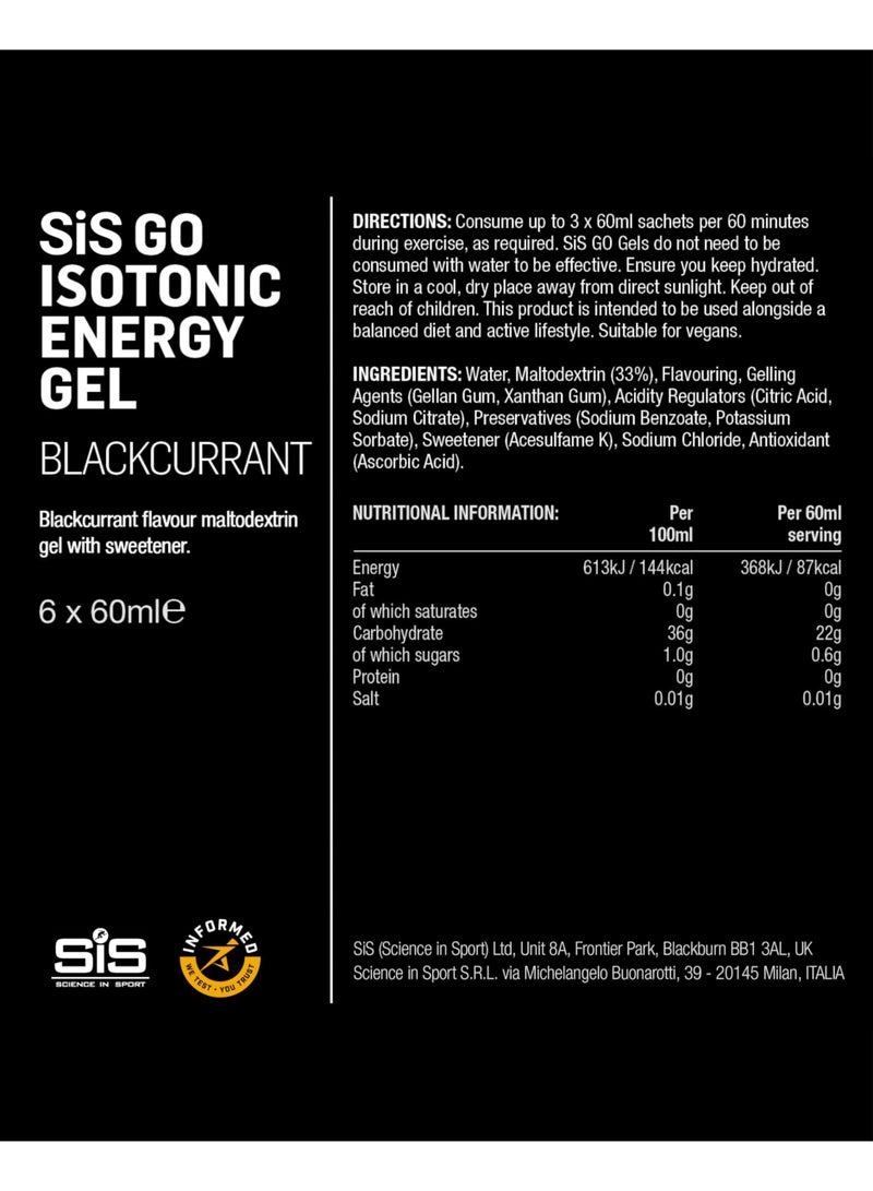 SIS جيل الطاقة الإيزوتوني GO | أول جيل طاقة إيزوتوني في العالم موثوق الجودة منذ 1992، نكهات طبيعية، سكر منخفض - 60 مل | نكهة الكشمش الأسود | 6 عبوات - Image 5