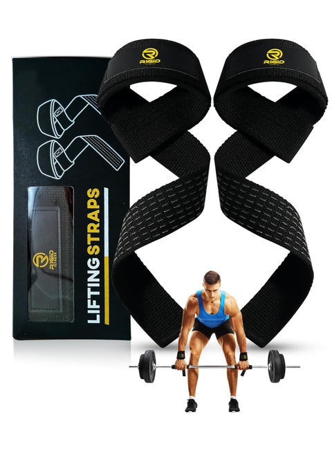 Lifting Straps for Gym, Padded Wrist Protection Strap, Strong Silicone Grip, for Weightlifting, DeadLift, Pull-Up Support, Strength Training, CrossFit, Hand Bar Strap - Cotton & Neoprene