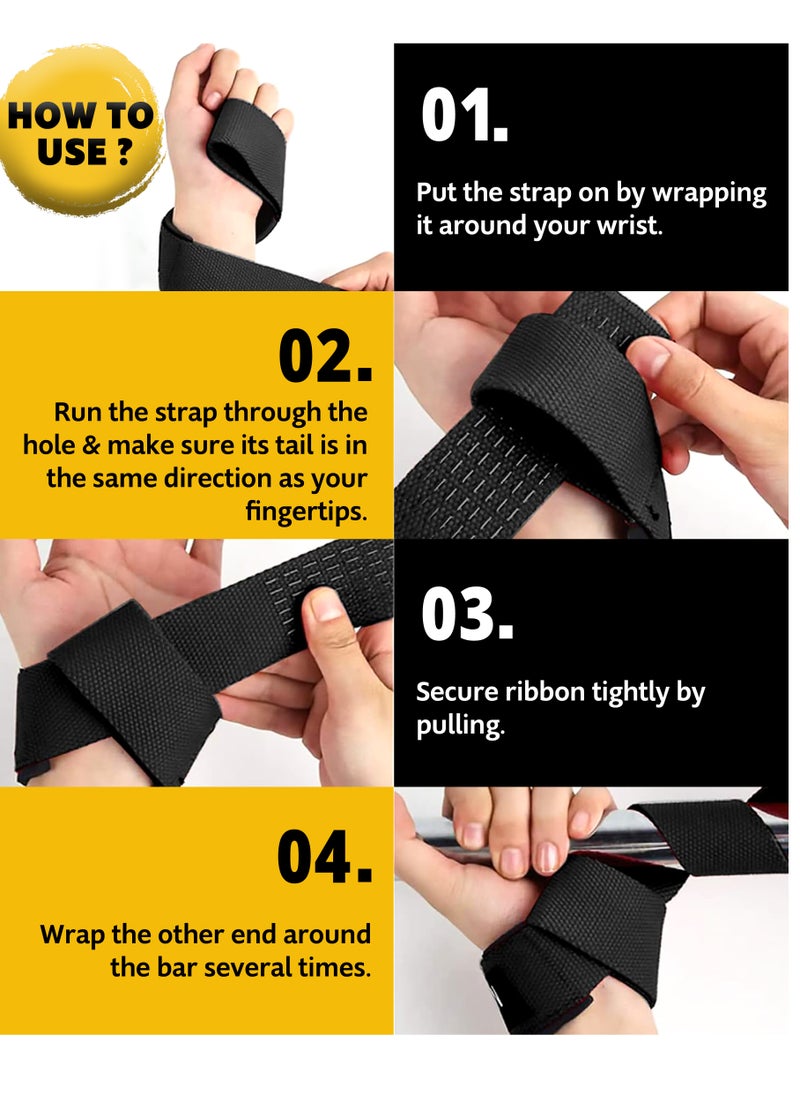 RIGID FITNESS - Lifting Straps for Gym, Padded Wrist Protection Strap, Strong Silicone Grip, for Weightlifting, DeadLift, Pull-Up Support, Strength Training, CrossFit, Hand Bar Strap - Cotton & Neoprene - Image 1