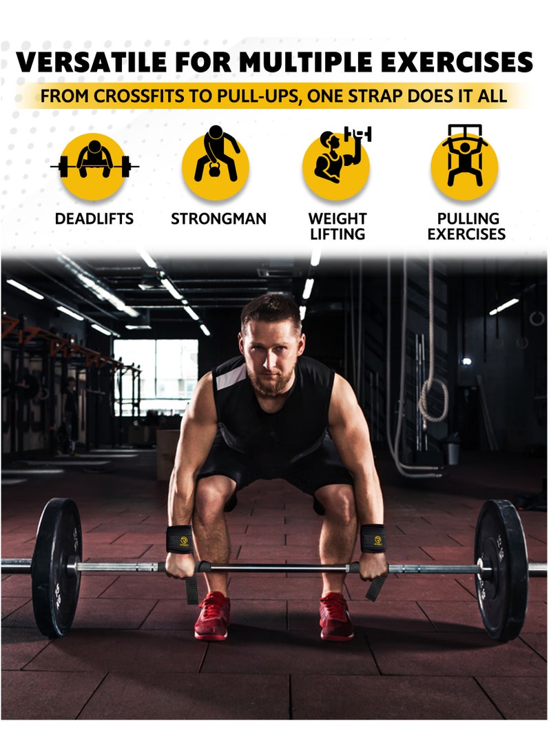 RIGID FITNESS - Lifting Straps for Gym, Padded Wrist Protection Strap, Strong Silicone Grip, for Weightlifting, DeadLift, Pull-Up Support, Strength Training, CrossFit, Hand Bar Strap - Cotton & Neoprene - Image 1