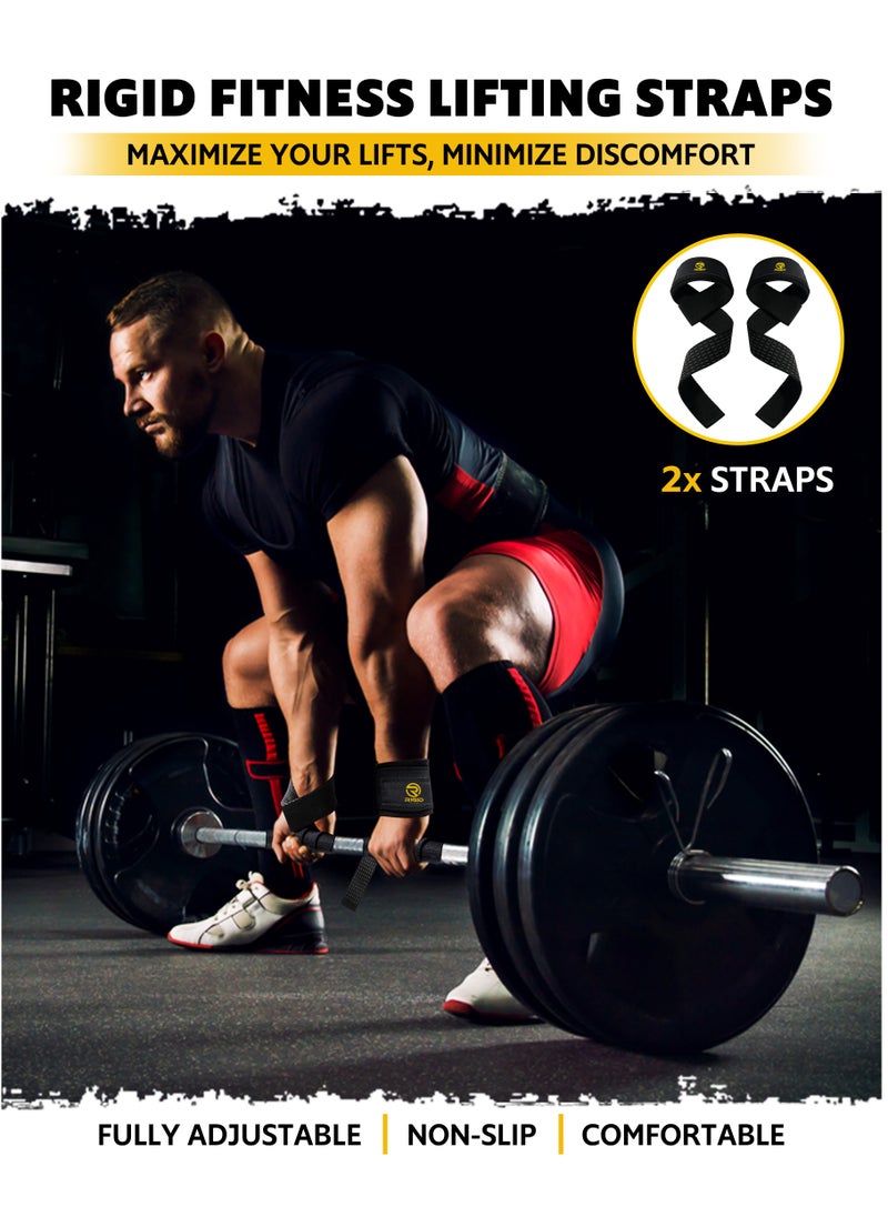 RIGID FITNESS - Lifting Straps for Gym, Padded Wrist Protection Strap, Strong Silicone Grip, for Weightlifting, DeadLift, Pull-Up Support, Strength Training, CrossFit, Hand Bar Strap - Cotton & Neoprene - Image 1
