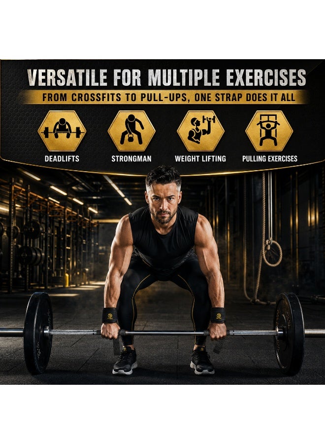 RIGID FITNESS Lifting Straps for Gym, Padded Wrist Protection Strap, Strong Silicone Grip, for Weightlifting, DeadLift, Pull-Up Support, Strength Training, CrossFit, Hand Bar Strap - Cotton & Neoprene - Image 5