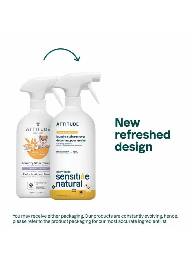 Attitude منظف بقع الغسيل من ATTITUDE لملابس الأطفال، مكونات نباتية ومعدنية، منتجات غسيل نباتية وخالية من القسوة للبشرة الحساسة، بدون رائحة، 27 أونصة سائلة - Image 1