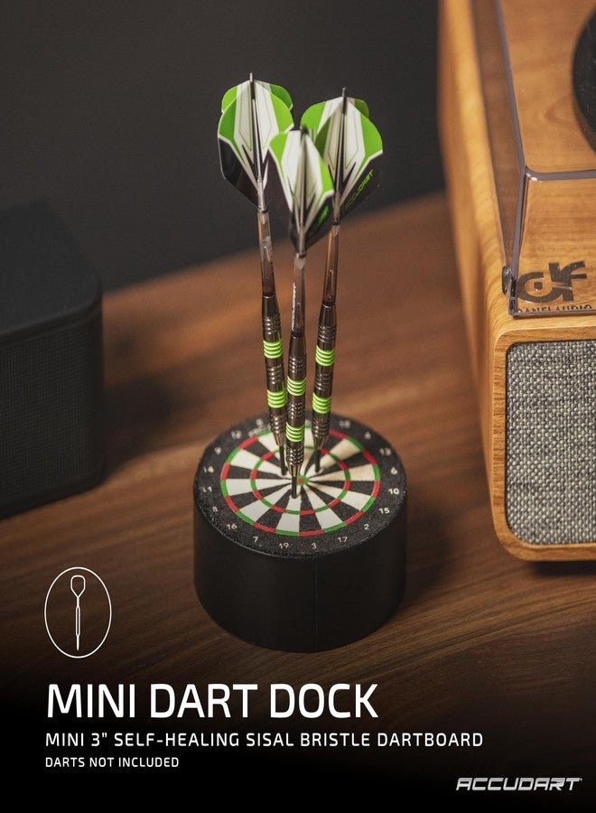 Accudart Mini Dart Dock - 3" Self Healing Sisal Dartboard - Official Mini Replica - Store Your Darts Anywhere - Darts Not Included, Black - Image 2