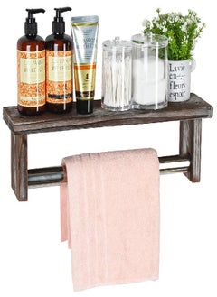 J JACKCUBE DESIGN Rustic Bathroom Shelf Towel Rack Bathroom Shelf Organizer Stainless Towel Bar Hanger Farmhouse Décor Over Toilet - MK608A