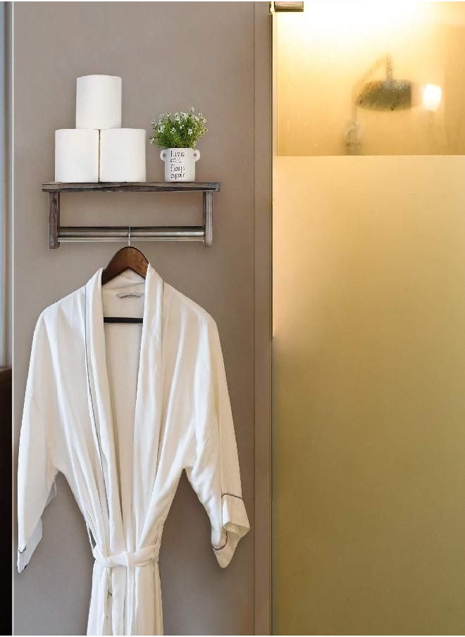 J JACKCUBE DESIGN - J JACKCUBE DESIGN Rustic Bathroom Shelf Towel Rack Bathroom Shelf Organizer Stainless Towel Bar Hanger Farmhouse Décor Over Toilet - MK608A - Image 1