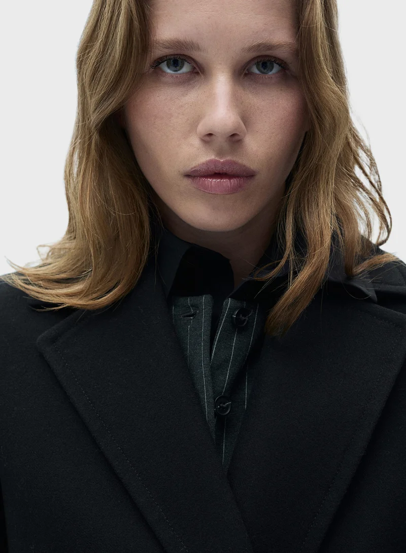 MANGO Double-Breasted Wool Coat