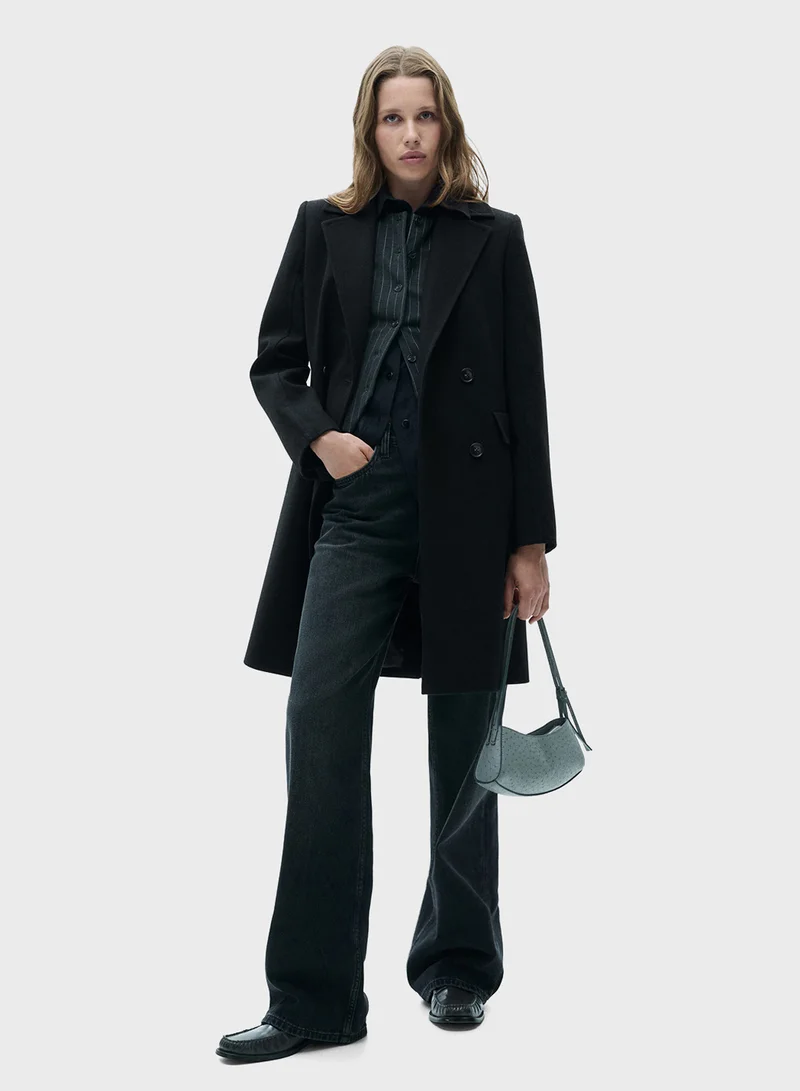 MANGO Double-Breasted Wool Coat