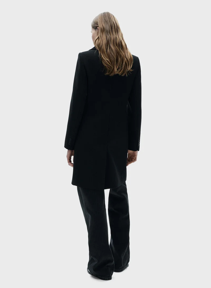 MANGO Double-Breasted Wool Coat