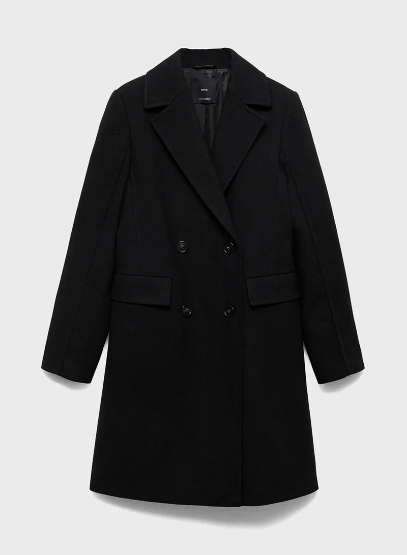 MANGO Double-Breasted Wool Coat