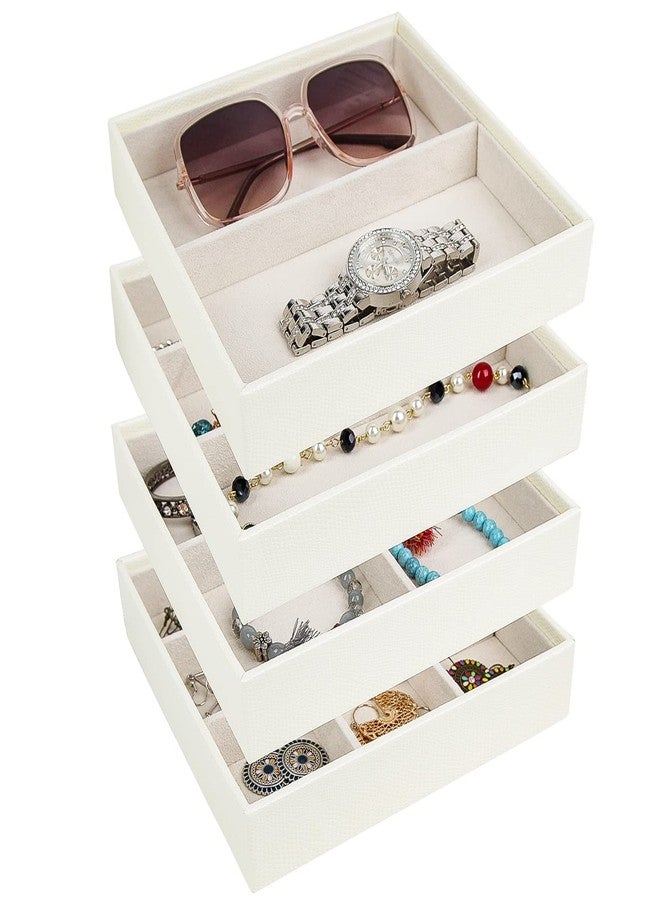 J JACKCUBE DESIGN 4 Stackable Trays Jewelry Storage Display Case for Drawer or Dresser - Holder for Earring Ring Necklace or Cufflinks - MK220-2ABCD - Image 1