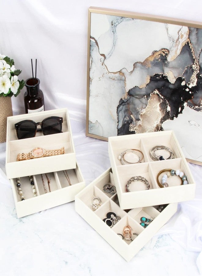 J JACKCUBE DESIGN 4 Stackable Trays Jewelry Storage Display Case for Drawer or Dresser - Holder for Earring Ring Necklace or Cufflinks - MK220-2ABCD - Image 3