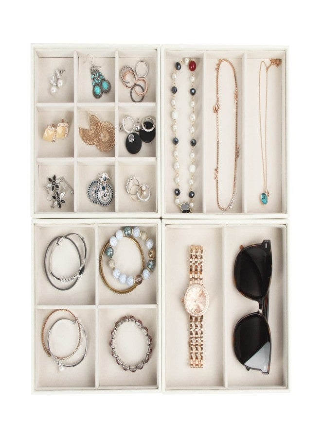 J JACKCUBE DESIGN 4 Stackable Trays Jewelry Storage Display Case for Drawer or Dresser - Holder for Earring Ring Necklace or Cufflinks - MK220-2ABCD - Image 2