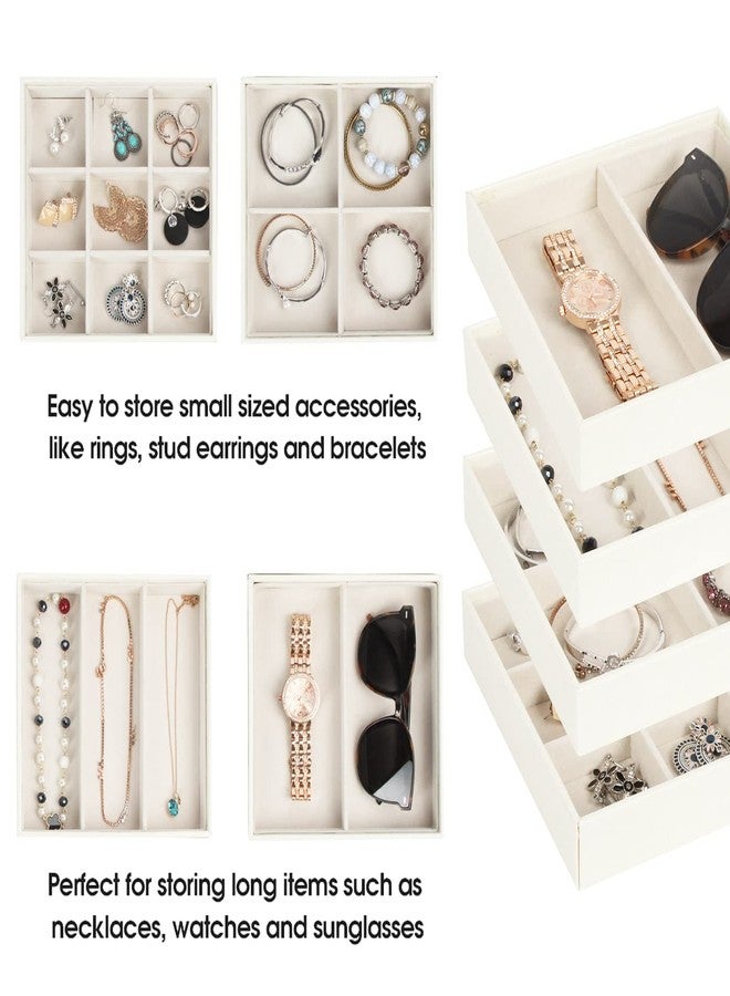 J JACKCUBE DESIGN 4 Stackable Trays Jewelry Storage Display Case for Drawer or Dresser - Holder for Earring Ring Necklace or Cufflinks - MK220-2ABCD - Image 4