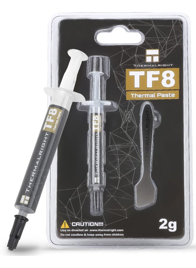 ثيرمالرايت TF8 High Performance Thermal Compound Paste 2 Grams, 13.8W/mK, High Durability for All heatsinks CPU Coolers with applying Tool - Image 1