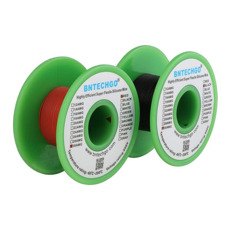 BNTECHGO 30 Gauge Silicone Wire Spool red and Black Each 100ft Flexible 30 AWG Stranded Tinned Copper Wire - Image 2