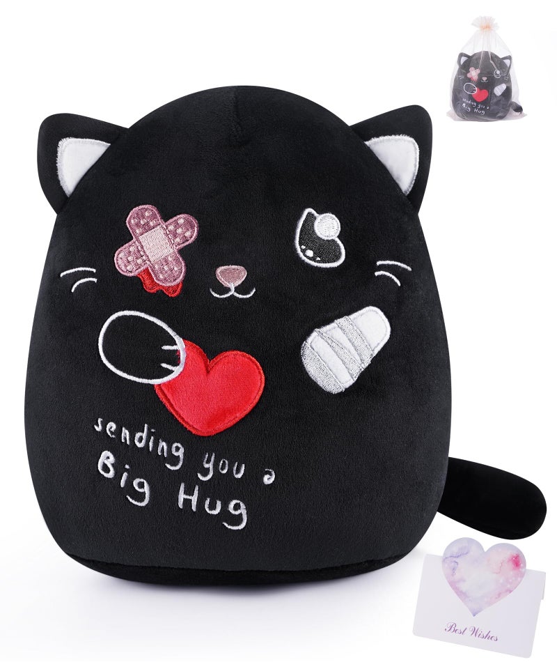 LeYoHa Get Well Soon Cat Plush - Black Cat Stuffed Animals Plushies Toys with Band-Aid  Kids' Pillow Cushion  Gifts for Patient Girls Boys  9 Inch - Image 1