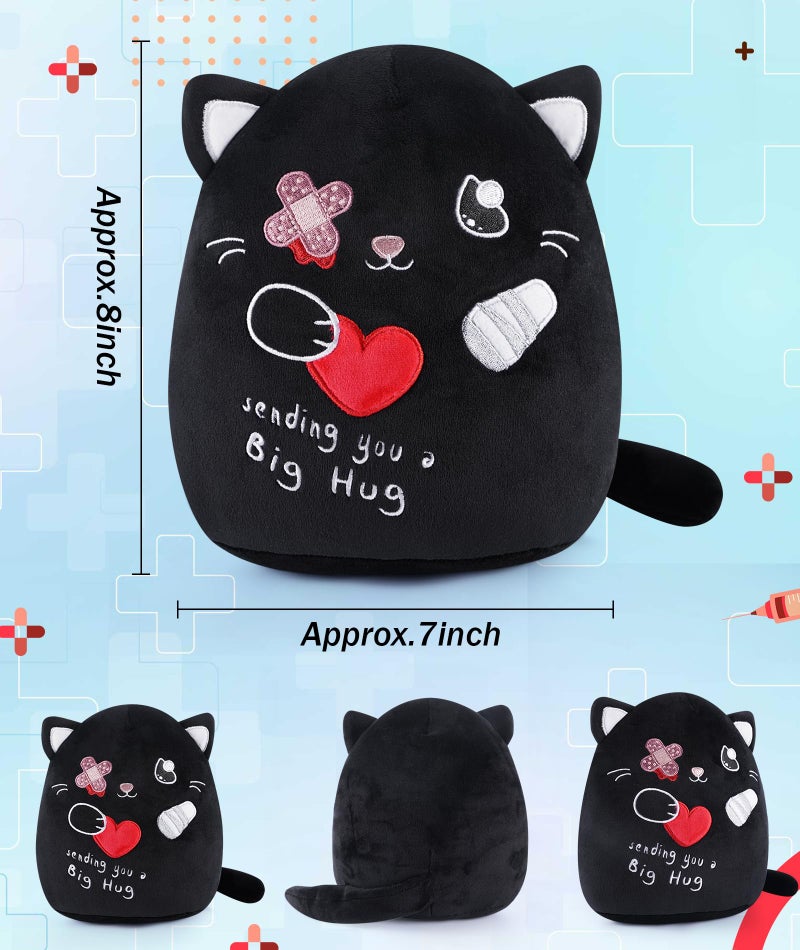 LeYoHa Get Well Soon Cat Plush - Black Cat Stuffed Animals Plushies Toys with Band-Aid  Kids' Pillow Cushion  Gifts for Patient Girls Boys  9 Inch - Image 2