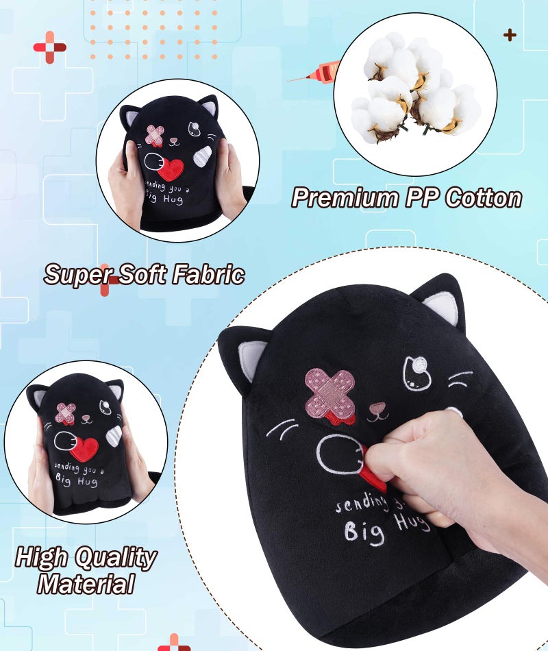 LeYoHa Get Well Soon Cat Plush - Black Cat Stuffed Animals Plushies Toys with Band-Aid  Kids' Pillow Cushion  Gifts for Patient Girls Boys  9 Inch - Image 5