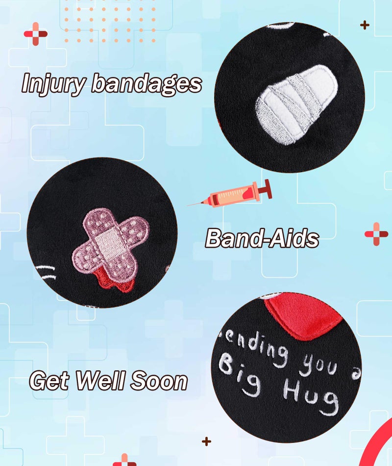 LeYoHa Get Well Soon Cat Plush - Black Cat Stuffed Animals Plushies Toys with Band-Aid  Kids' Pillow Cushion  Gifts for Patient Girls Boys  9 Inch - Image 4
