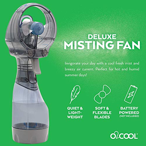 O2COOL Deluxe Handheld Battery Powered Water Misting Fan (Grey) - Image 3
