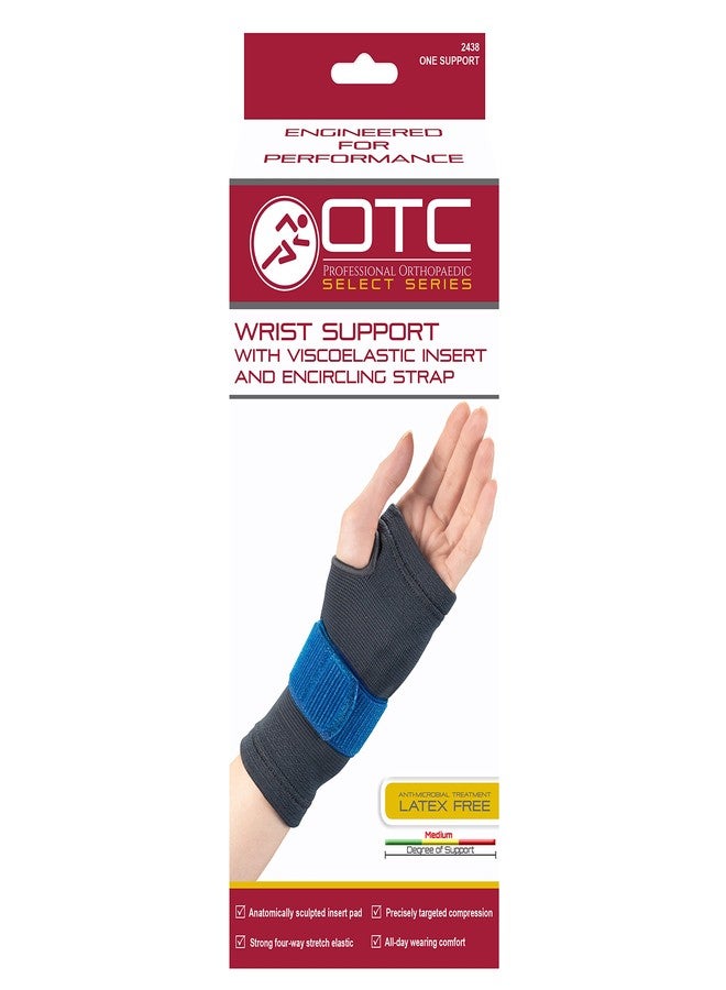 OTC Wrist Brace, Compression Recovery, Gel Insert, Encircling Strap, Gray (Right Hand), Small - Image 2