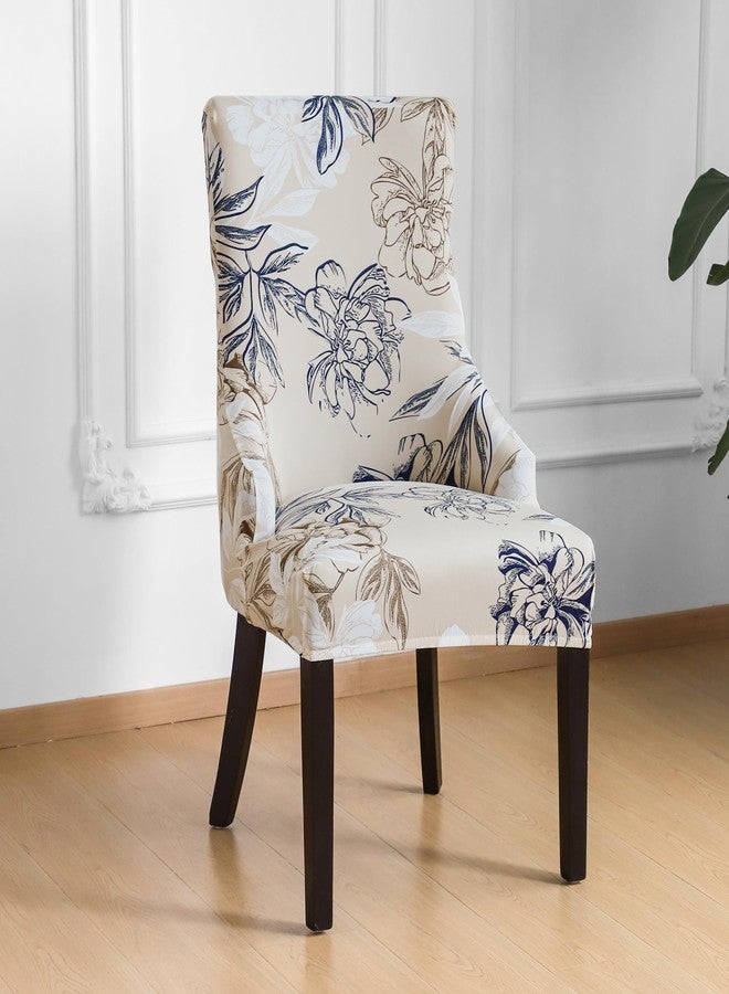 FORCHEER Wingback Dining Chair Covers Set of 2 Floral Stretch Wing Back Chair Slipcover with Arms Low Side Washable - Image 2