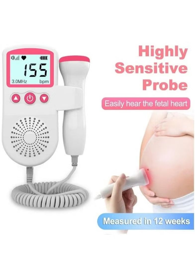 Fetal Heart Rate Monitor, Portable Ultrasound Doppler, with LCD Screen