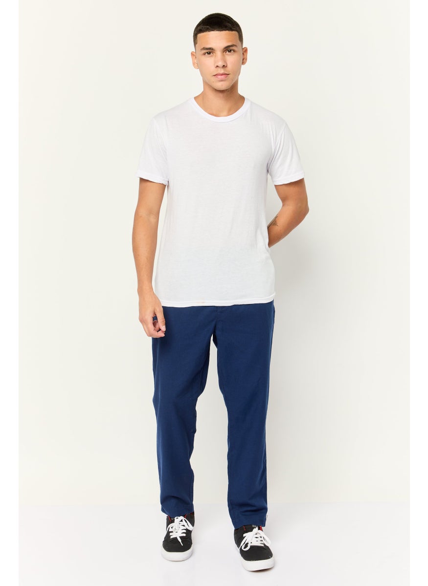 Gazzarrini Men Regular Fit Solid Chino Pants, Blue  - Image 3