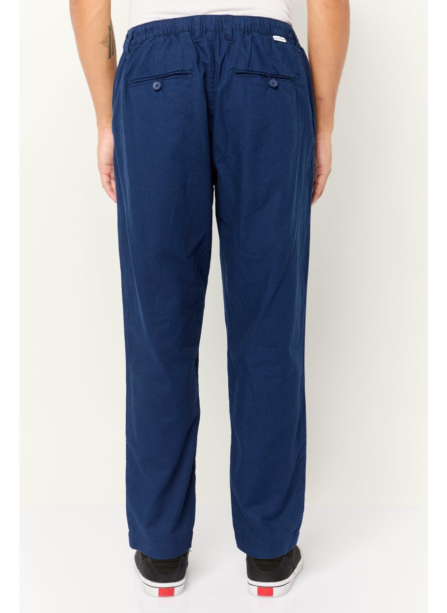 Gazzarrini Men Regular Fit Solid Chino Pants, Blue  - Image 2