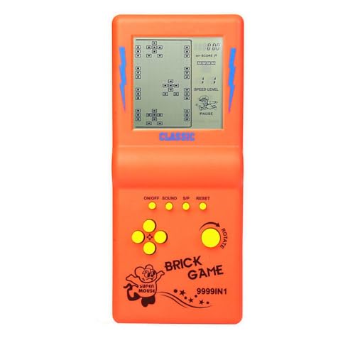HLF 35inch Large Screen Retro Brick Game Console for 80s90s Building Block Games Builtin 23 Classic Games Nostalgic Puzzle Childrens Game Console Orange - Image 1