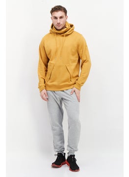 DUCK AND COVER Men Hooded Plain Sweatshirt, Mustard  - Image 4
