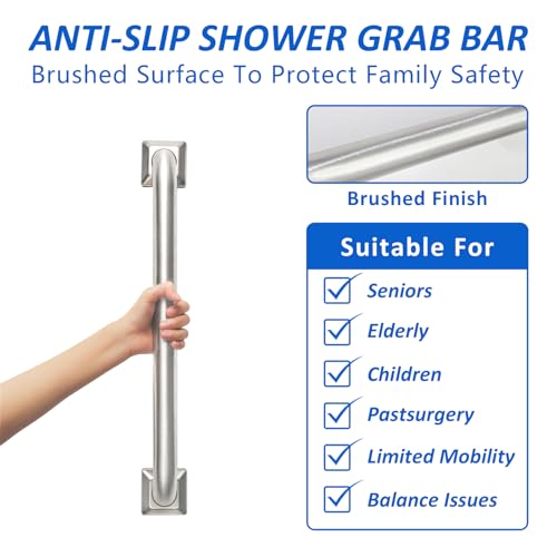 Raemnaky Bathroom Grab Bars Stainless Steel Handrail ADA Compliant 500lbs bathtubs and Showers Toilet Handle Safety for Handicap, Elderly, Disabled, Injury (24inches) - Image 2