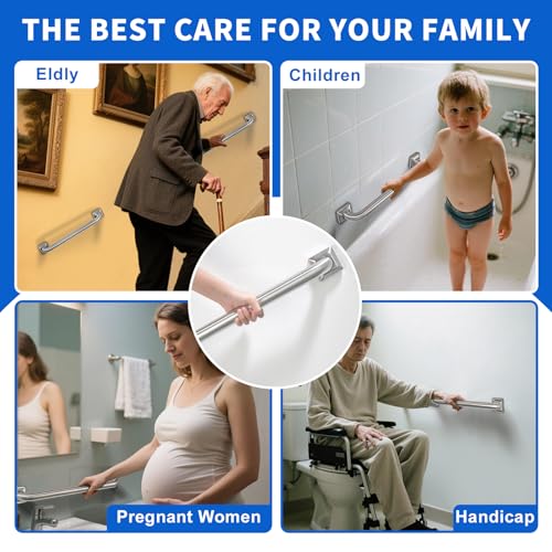 Raemnaky Bathroom Grab Bars Stainless Steel Handrail ADA Compliant 500lbs bathtubs and Showers Toilet Handle Safety for Handicap, Elderly, Disabled, Injury (24inches) - Image 4