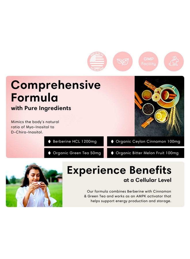 FLEUR Berberine HCL with Organic Cinnamon, Bitter Melon & Green Tea Extract, Supports Heart, Digestive, and Immune System, Vitality Support for Men and Women, Non-GMO & Vegan, 120 Capsules - Image 4