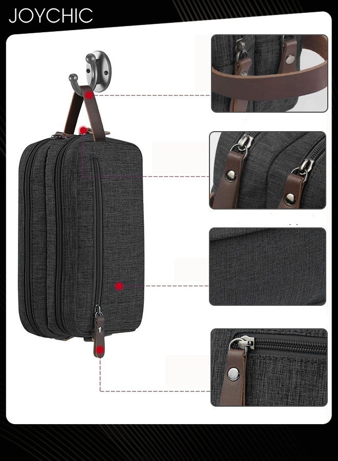 Joychic Large Capacity Oxford Toiletry Bag Outdoor Travel Waterproof Storage Bag Portable Organizer Wet and Dry Separation for Women and Men Black  - Image 1